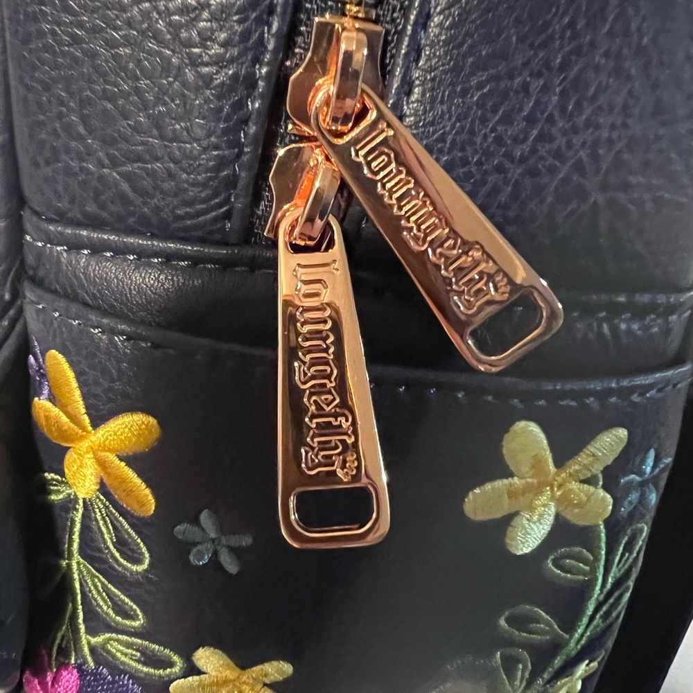 Loungefly Disney Navy Floral Backpack with Character Design - Picture 4 of 5